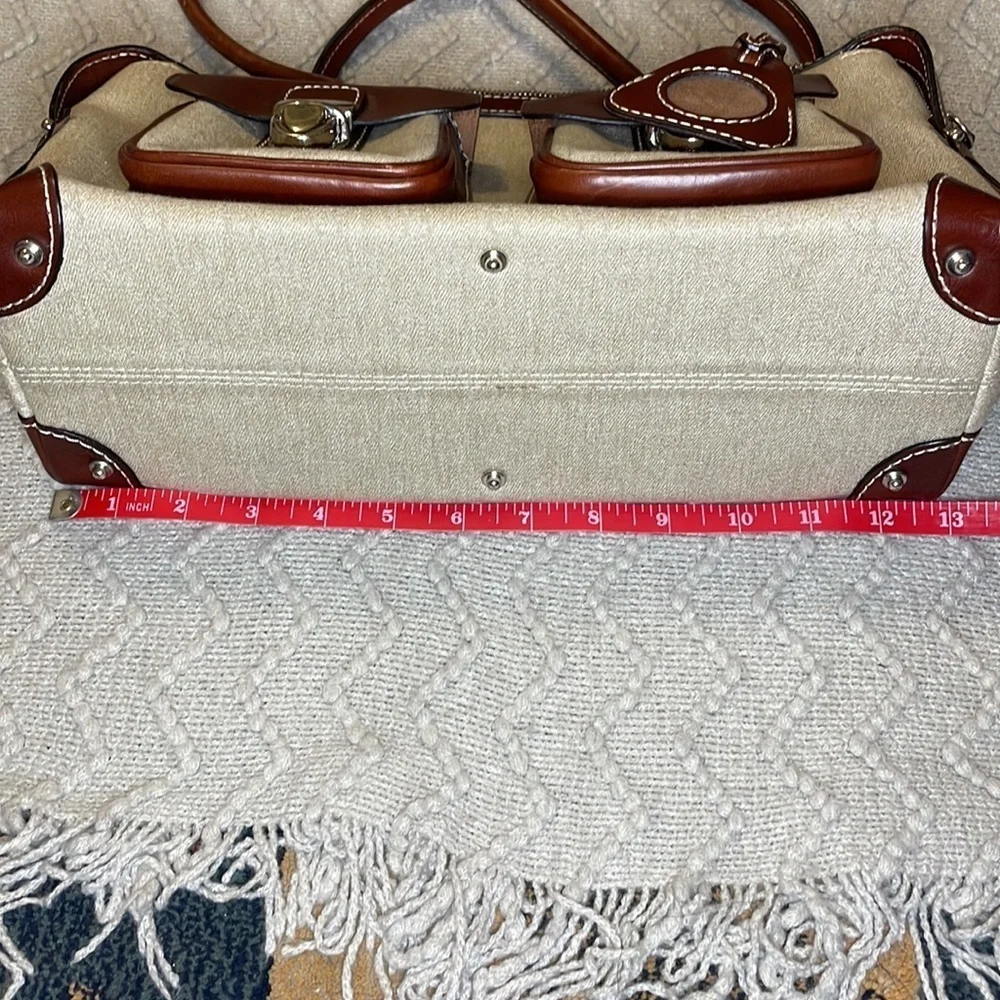 Dooney & Bourke Double Pocket Tote Purse in brown colored monogram. - Picture 13 of 14